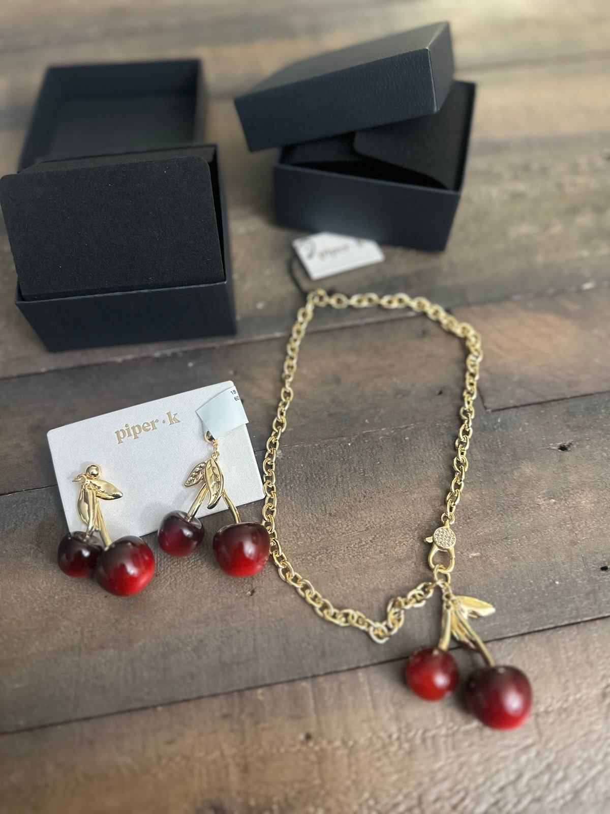 Gorgeous Cherry Necklace and Earrings set