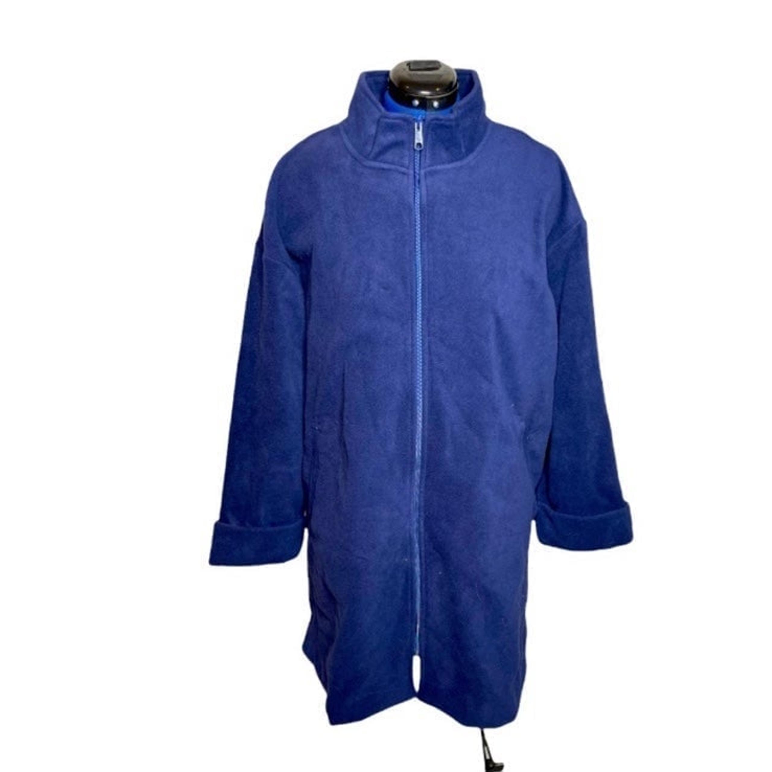 NWOT Roamans 18/20(L) Women's plus-size blue fleece zippered tunic length jacket