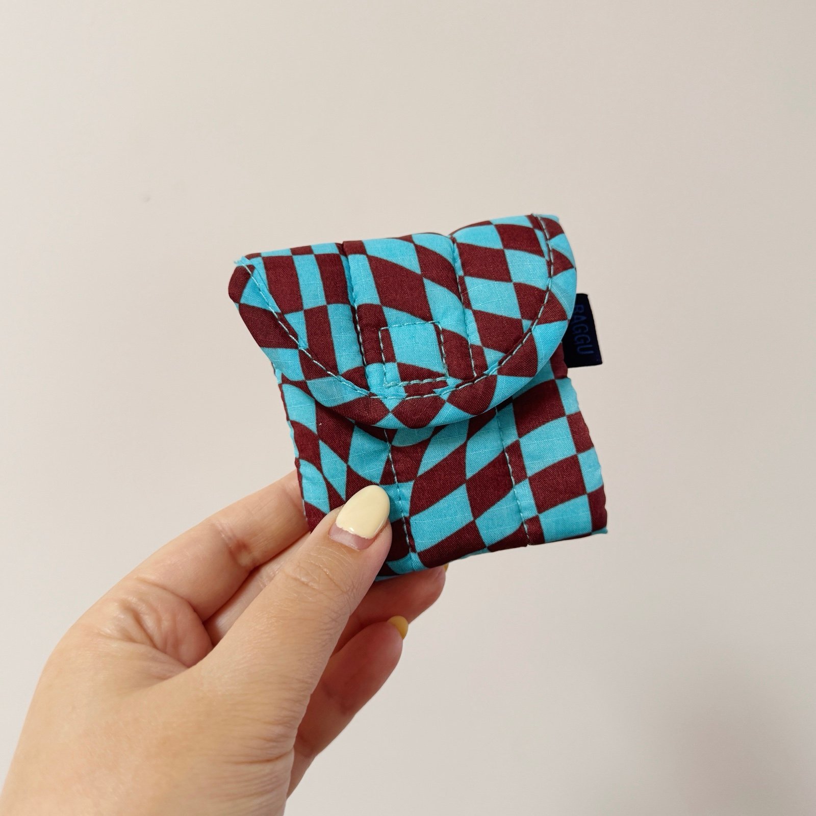 Baggu Puffy Earbud Case - Sky Trippy Checker