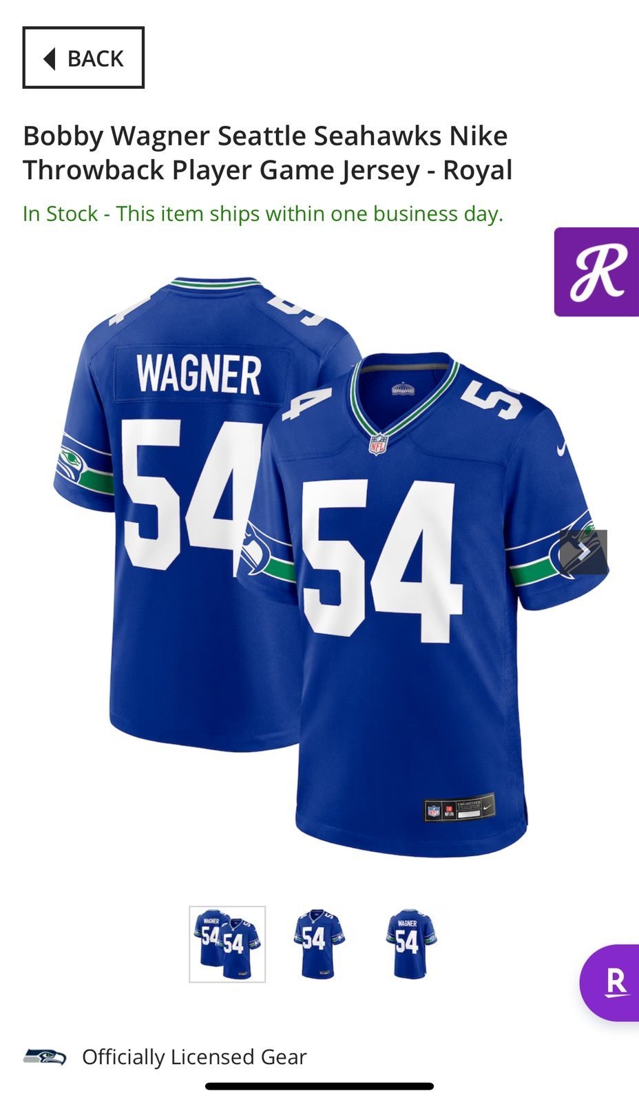 Nike Seattle Seahawks Throwback Bobby Wagner #54 jersey
