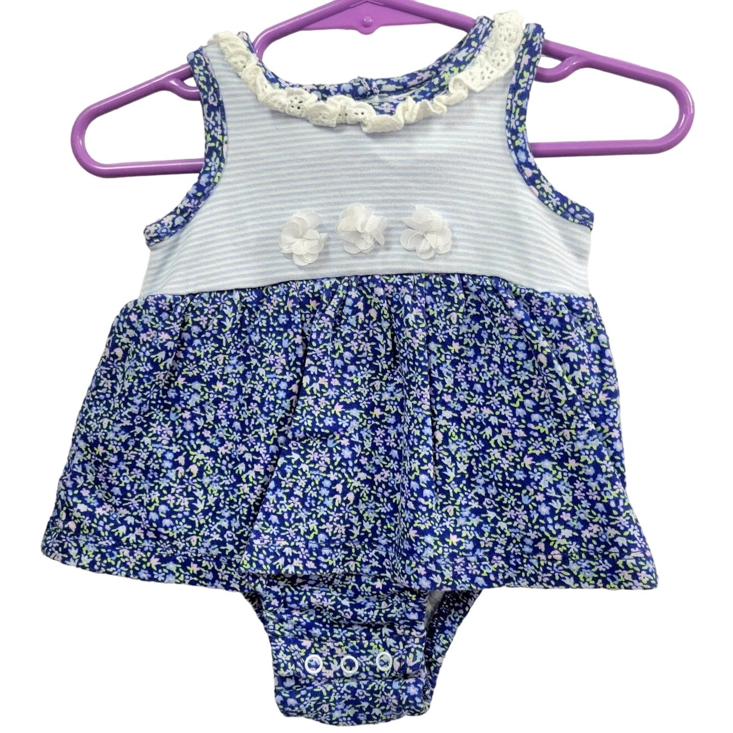Laura Ashley Baby Infant Dress Onesie Blue Size 0-3 Months