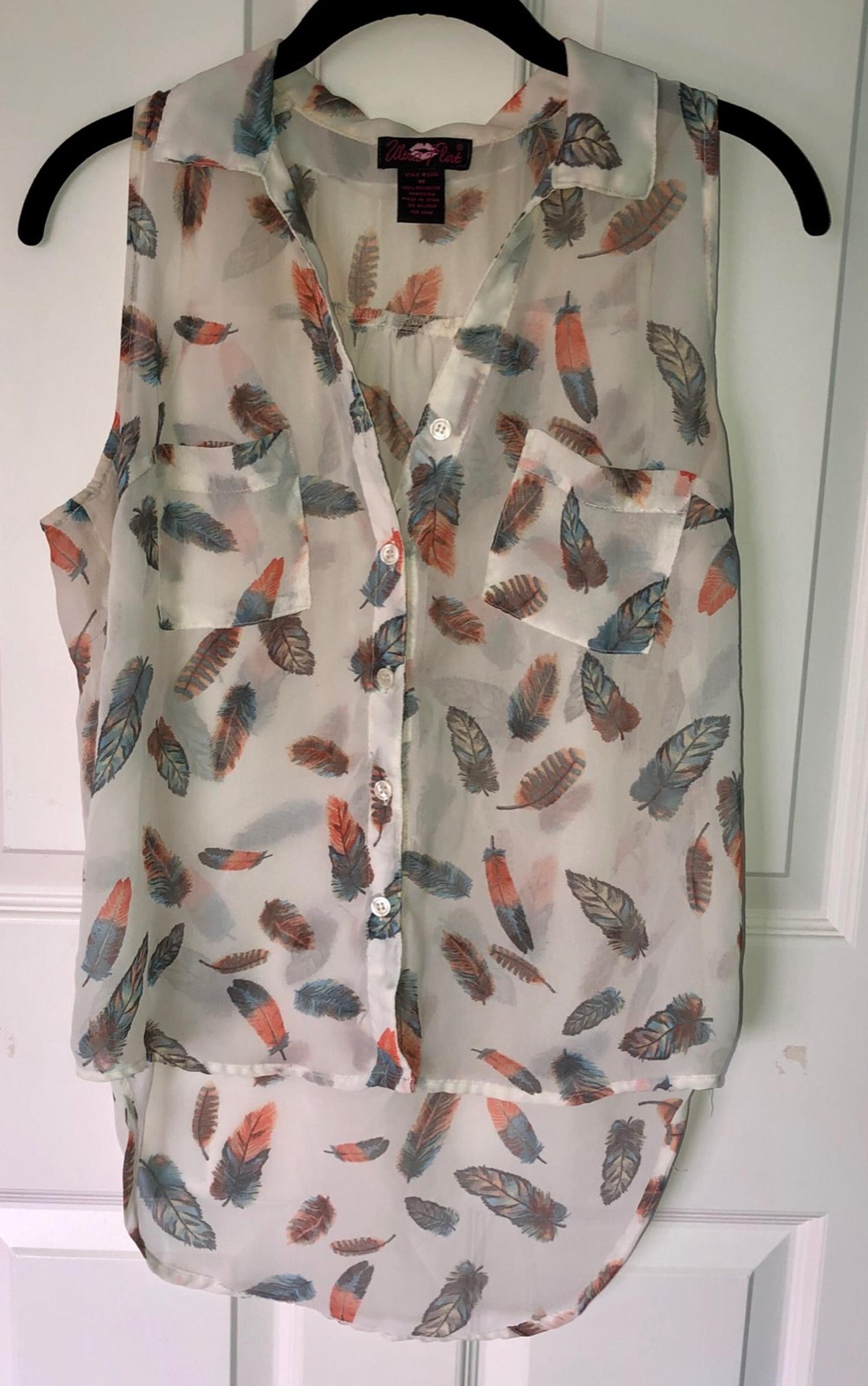 White Sheer Feather Hi-Lo Tank