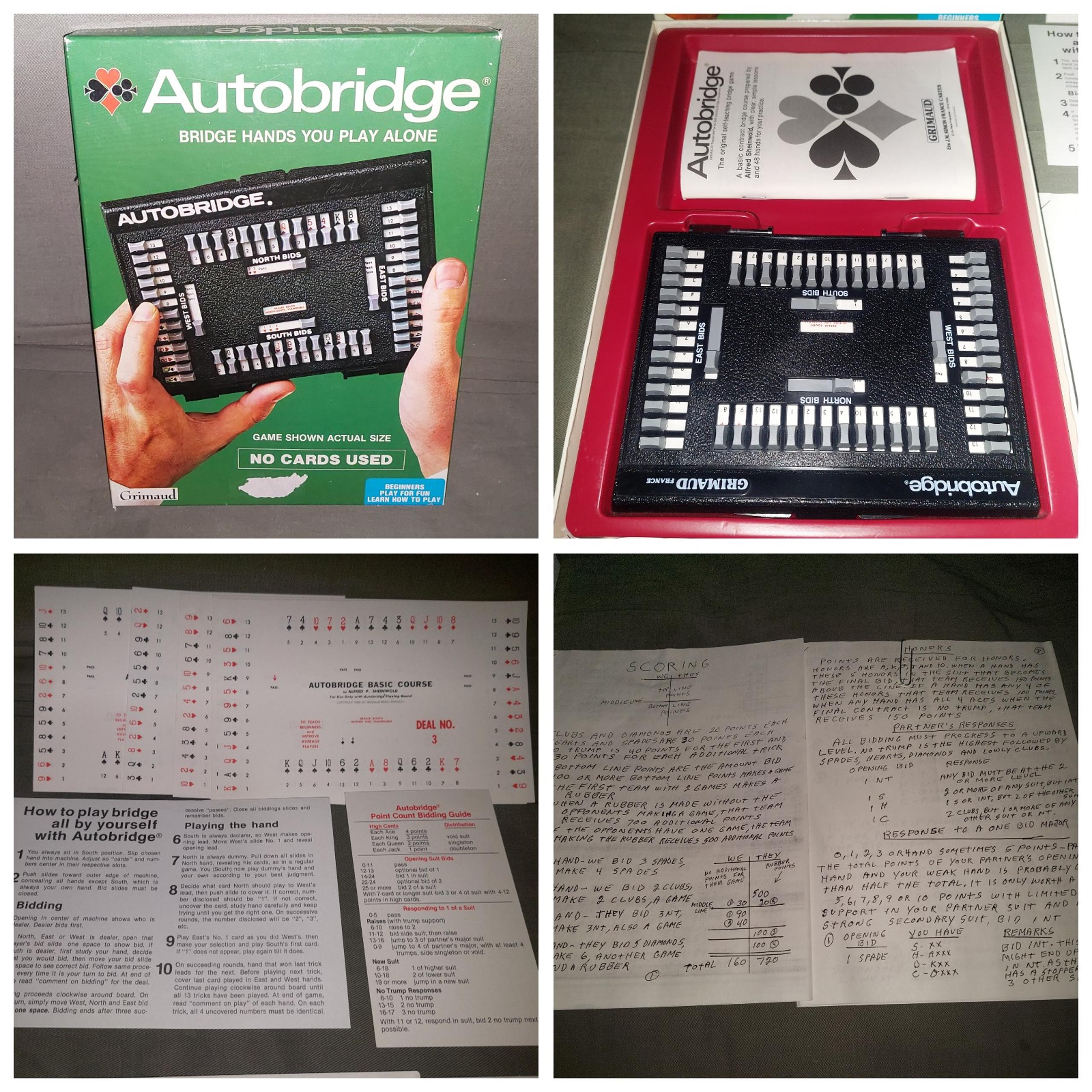 Vintage 1985 Autobridge Game Complete with 23 Pages of Notes