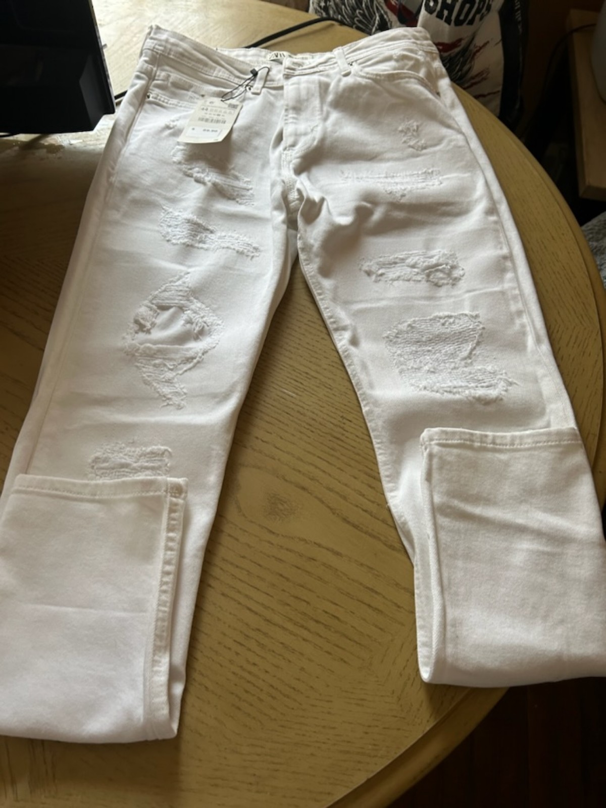 NWT NEW! ZARA Modern High Rise Waisted WHITE Pants