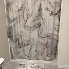 Grey Gold Marble Shower Curtain, Abstract Neutral Shower Curtain, 72x72 inches