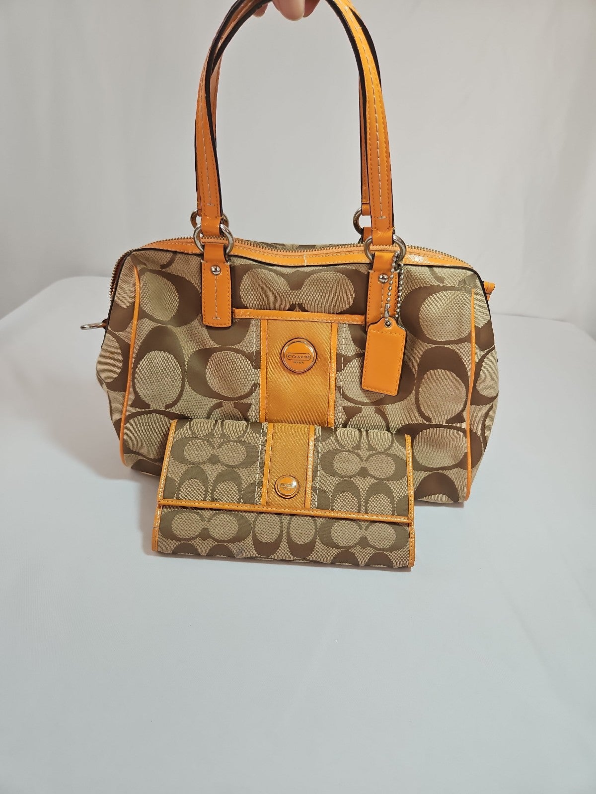 Coach monogram satchel with wallet
