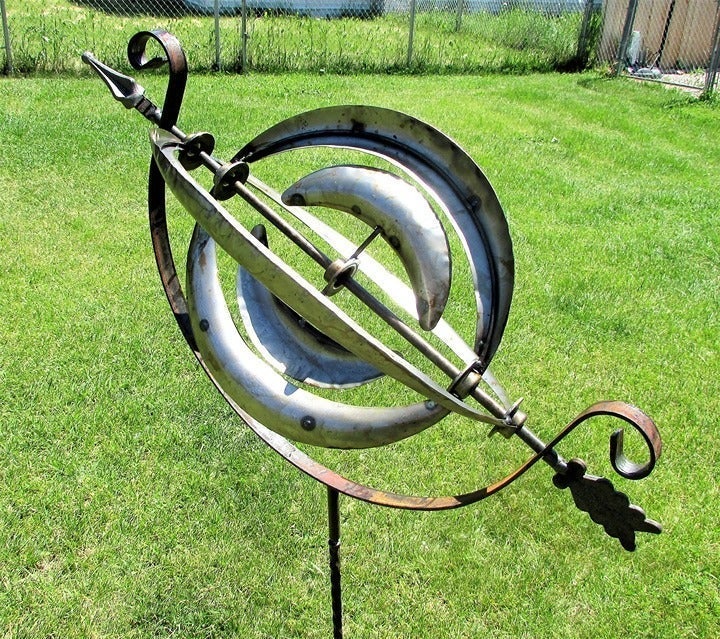 Heavy Earth Weathervane Metal Wind Spinner Cyclone Garden Art