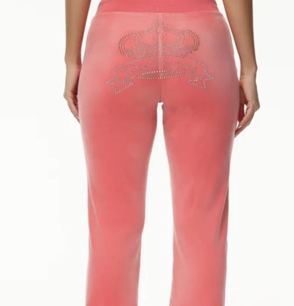 New juicy couture crown bling velour track pants