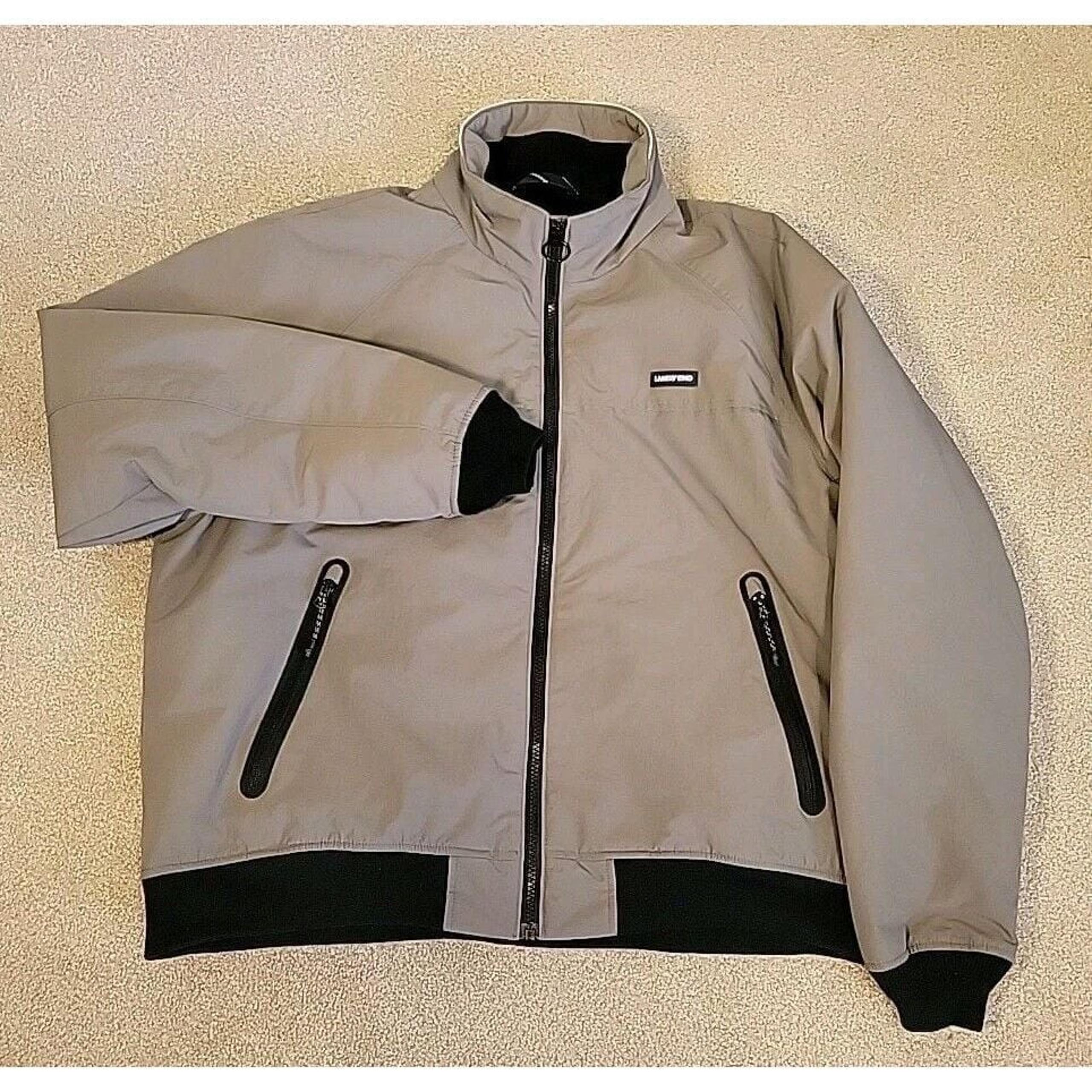 LANDS END Jacket Men's Large Squall Gray Black Fleece Lined Xl 46-48
