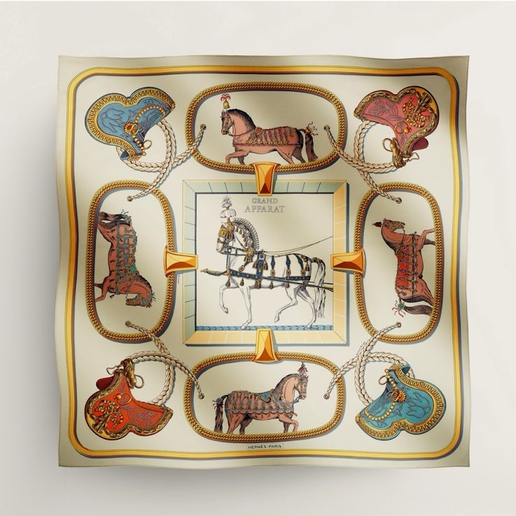 HERMÈS Grand Apparat Silk Scarf 90 NWT