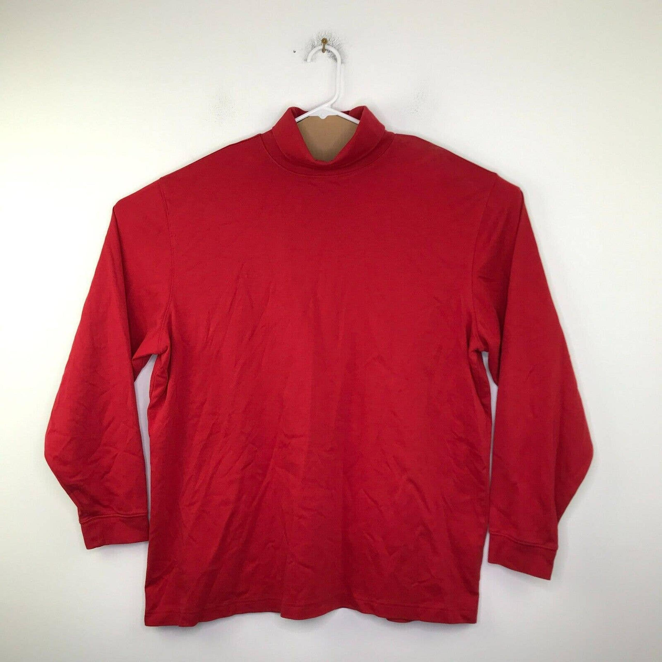 LL Bean Men's XXL Tall Sweatshirt Red Lightweight Turtleneck Long Sleeve AP4