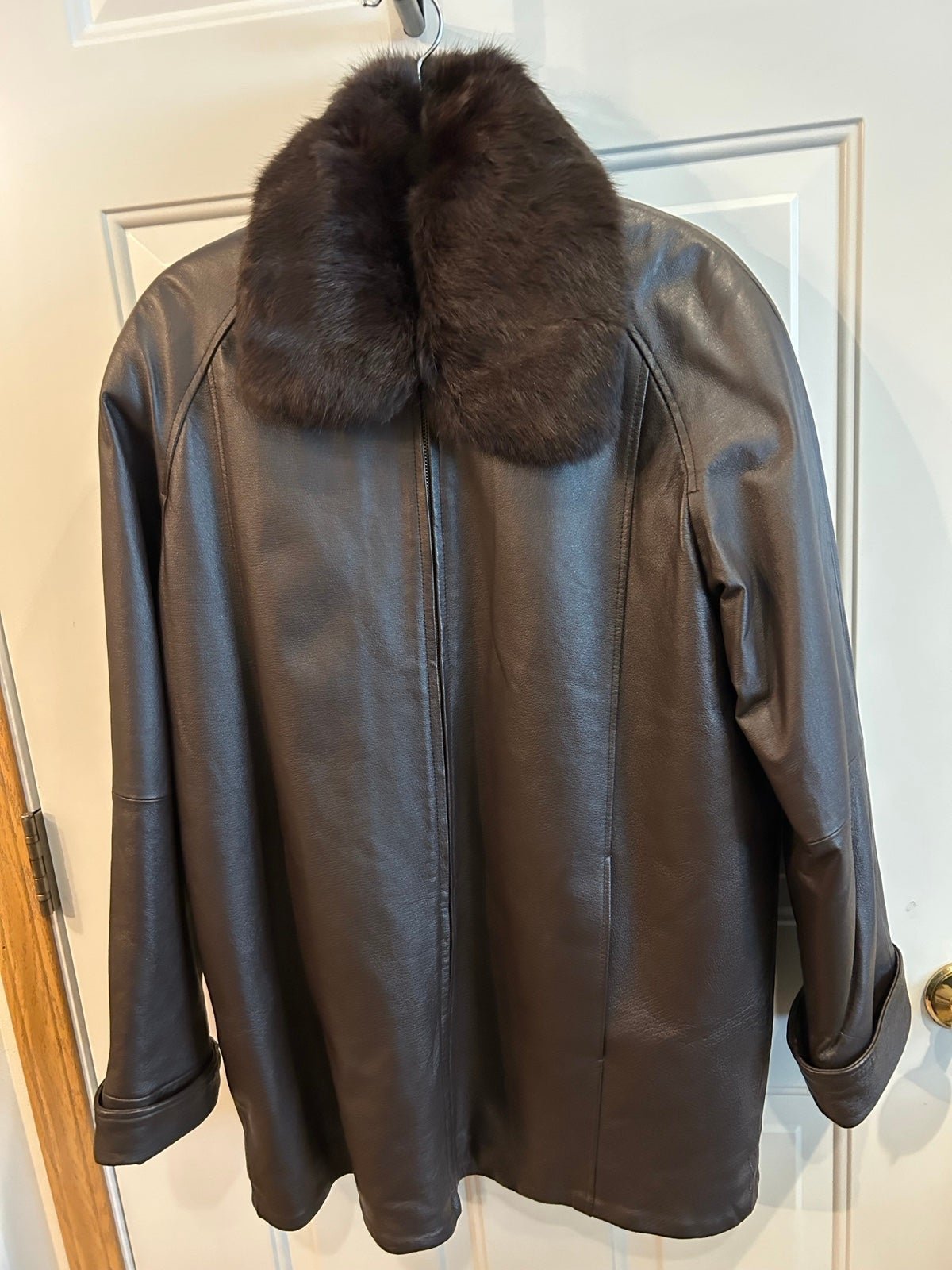 Midnight Velvet Women’s Leather Removeable Liner and Fur Collar Jacket XL