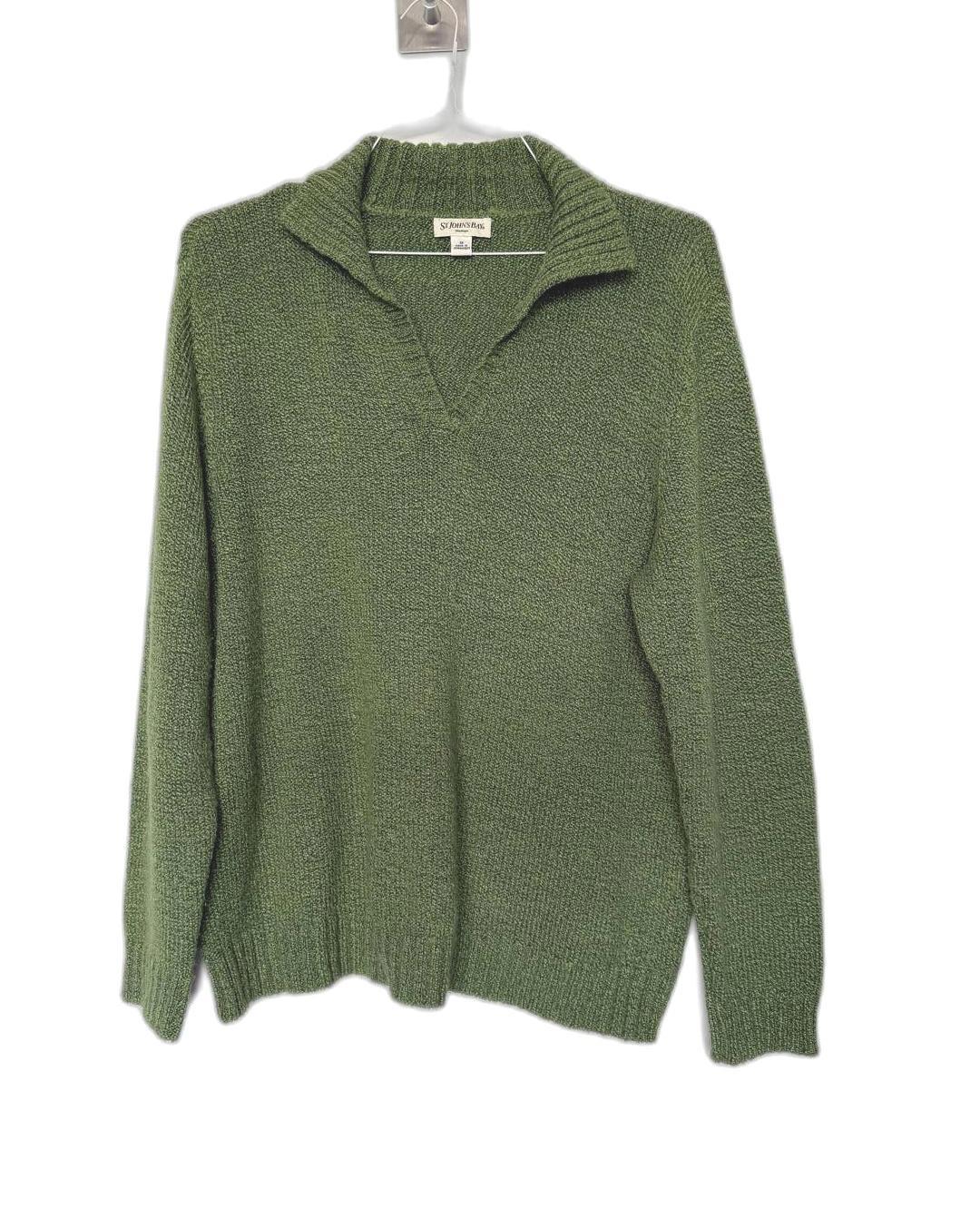 St. John's Bay Cozy Green Knit Polo Sweater