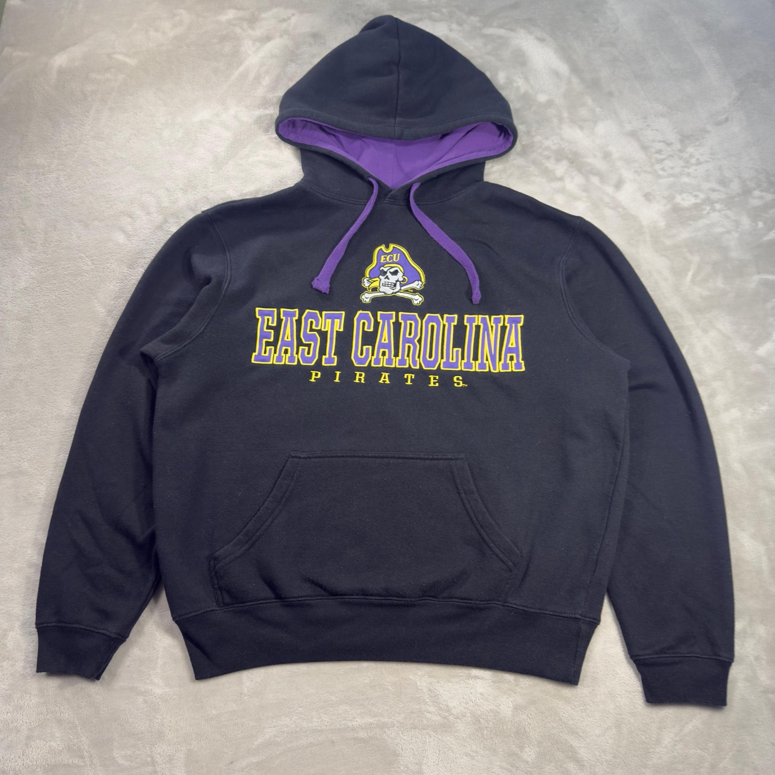 East Carolina University Pirates ECU Hoodie J. America Men's Sz M Pullover Black