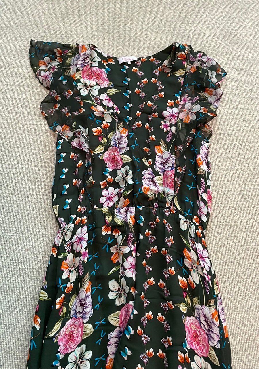 Parker Floral Flutter Sleeve Midi High Low Dress size Small