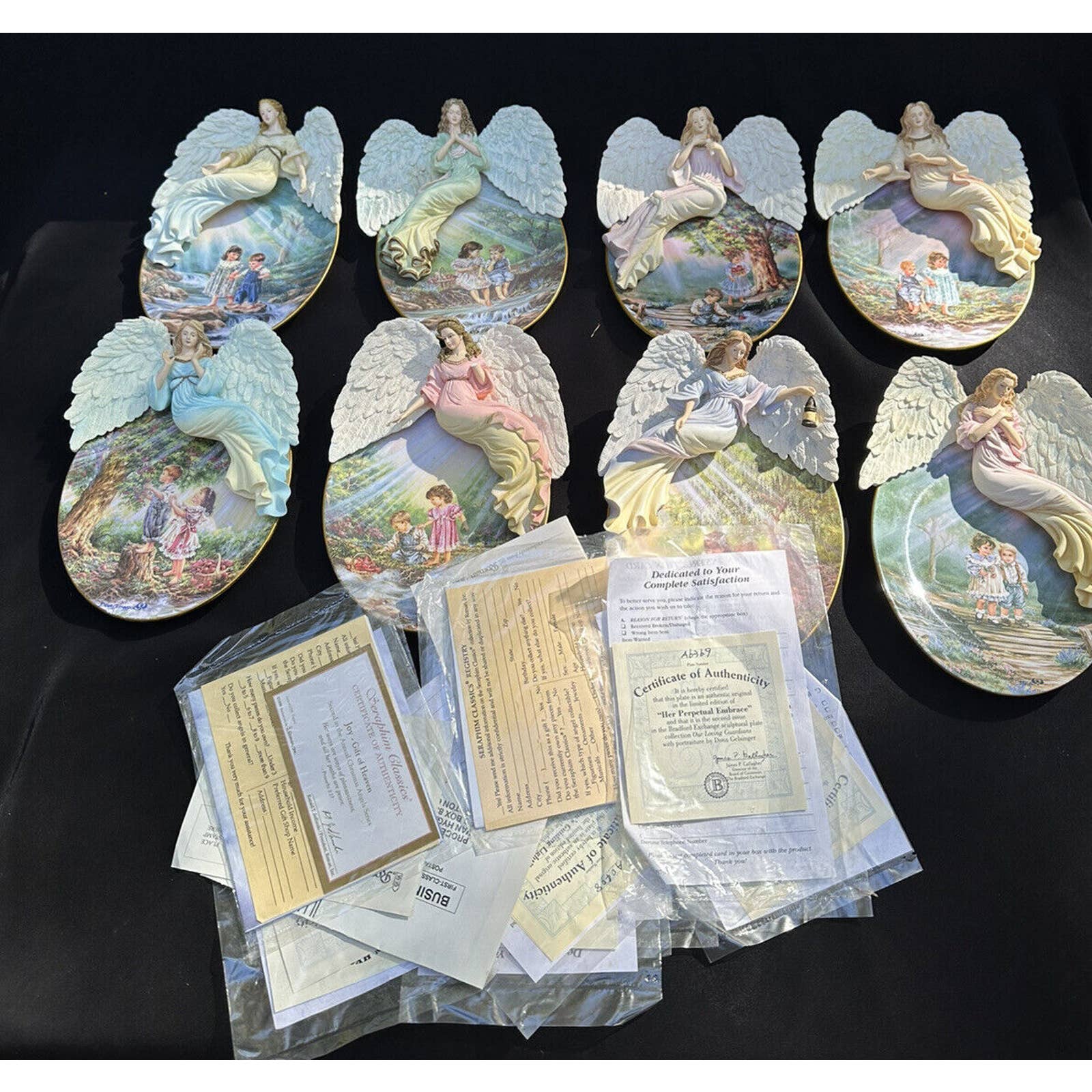 Bradford Exchange Our Loving Guardians Plate Set Of 8 Dona Gelsinger &Papers S62