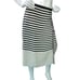 Tibi Womens Size 6 Skirt Midi Straight Asymmetrical Striped Silk Black White