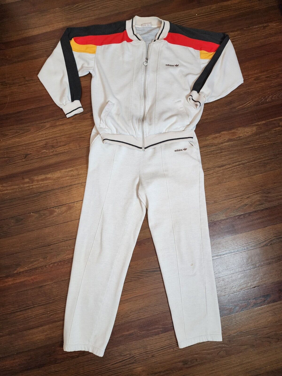 Vintage Adidas Germany Track Jacket And Pants Zip Up Fleece Lined Mens Large