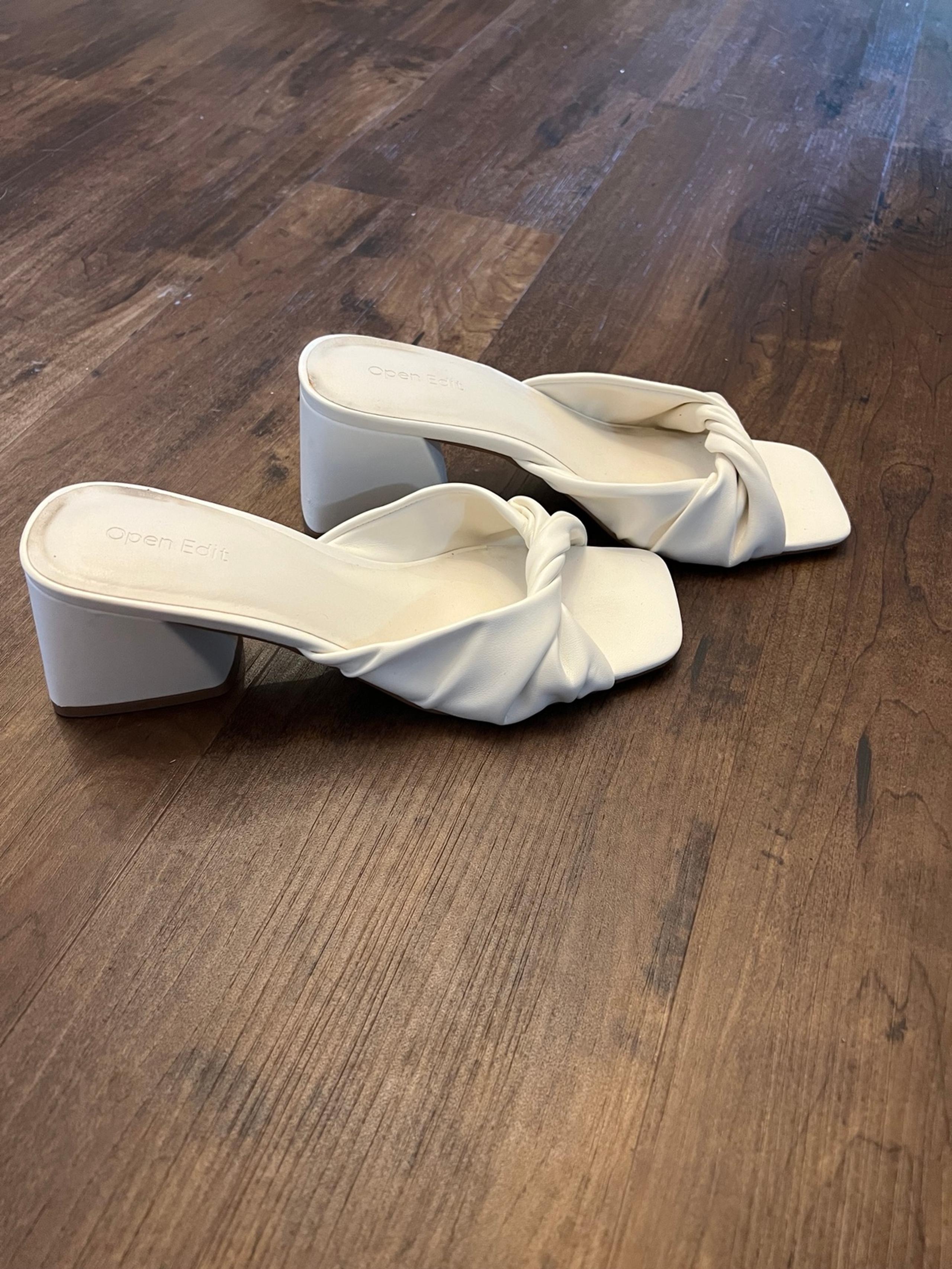White Block Heel Sandals