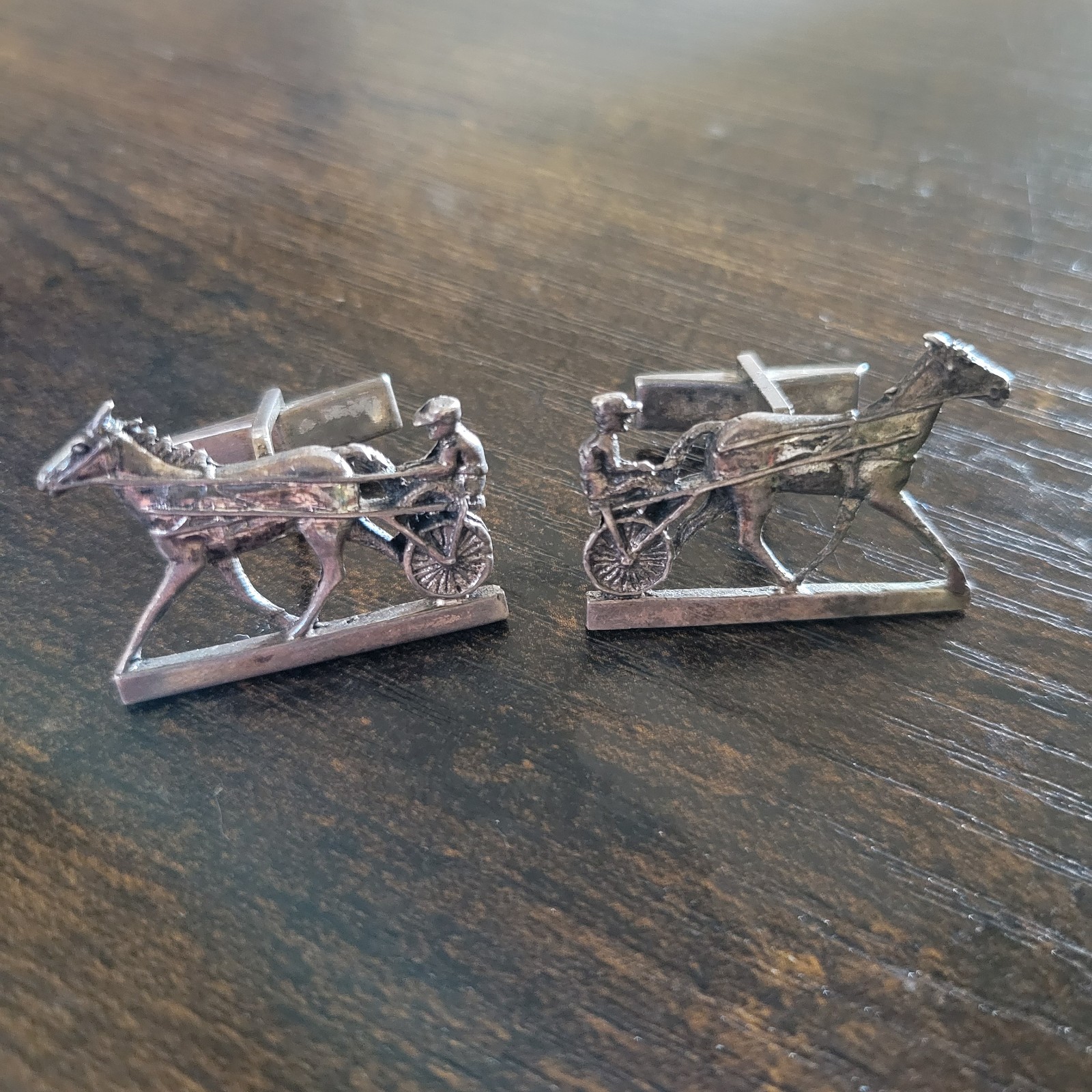 Jacob M Oldak Vintage Sterling Silver Harness Horse Racing Cufflinks