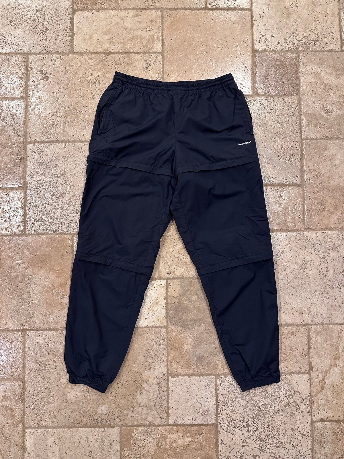 Balenciaga Black Nylon Detachable Logo Sweatpants Joggers