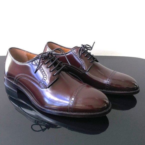 Johnston & Murphy Men's Bradford Cap Toe in Beautiful Burgundy Brush-Off Leather