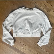 Everlane Organic Cotton Cropped Crew Sweatshirt in Cream Size Small