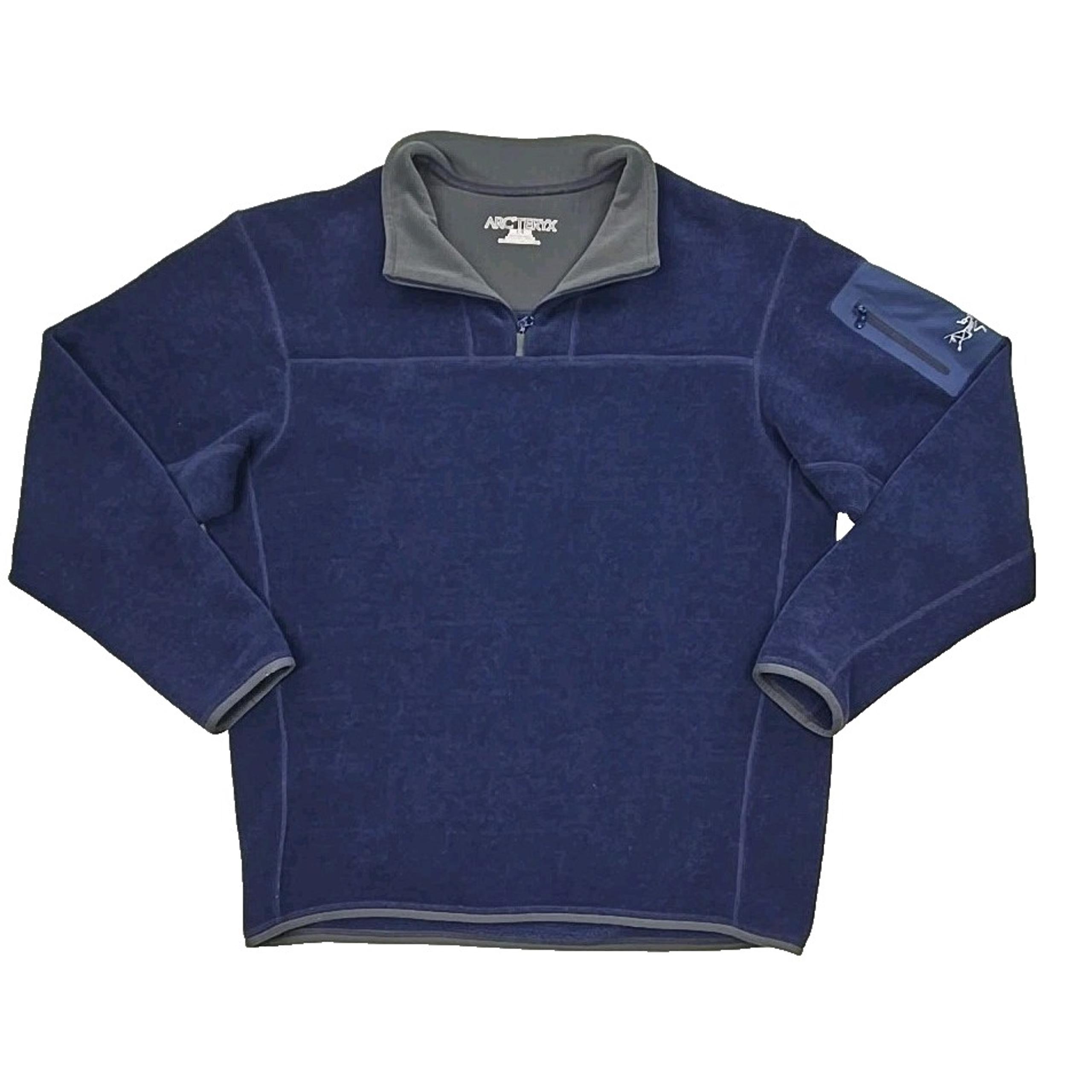 Arcteryx Men's 1/4 Zip Polartec Fleece Pullover Jacket Logo Blue Size L