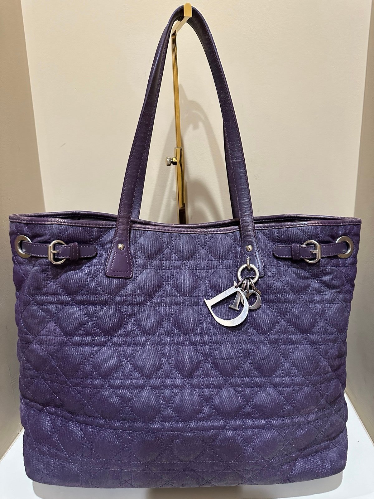 Christian Dior Cannage Quilted Purple Panarea Tote