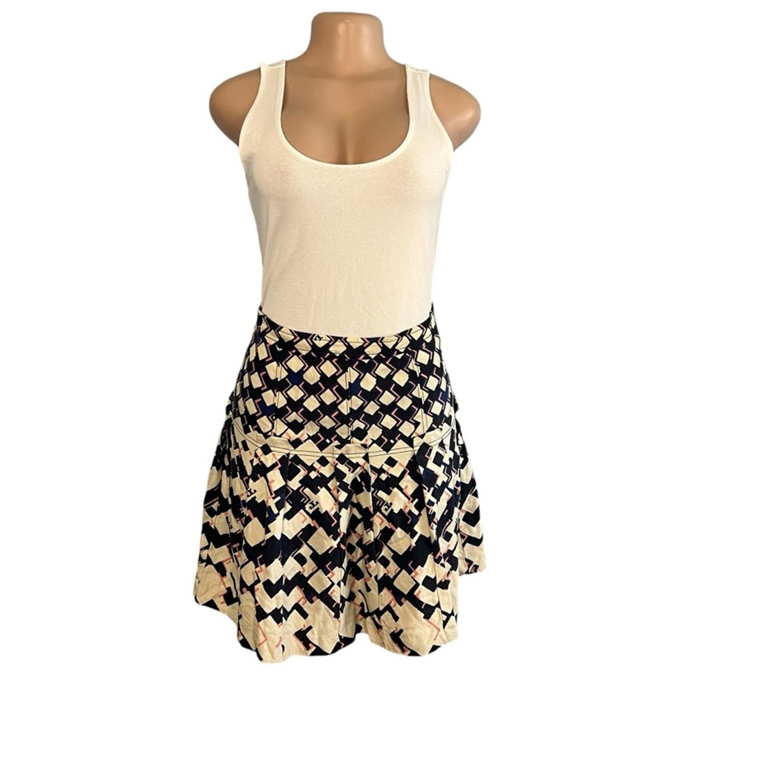 Tory Burch Silk Logo Print Mini Pleated Skirt
