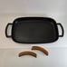 NICE Vintage Richard Nissen Denmark Cast Iron Grill Pan Platter Wood Tray Cradle