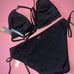 Victoria's Secret BIKINI L triangle TOP+XL bottom BLACK Strappy Golden Rings