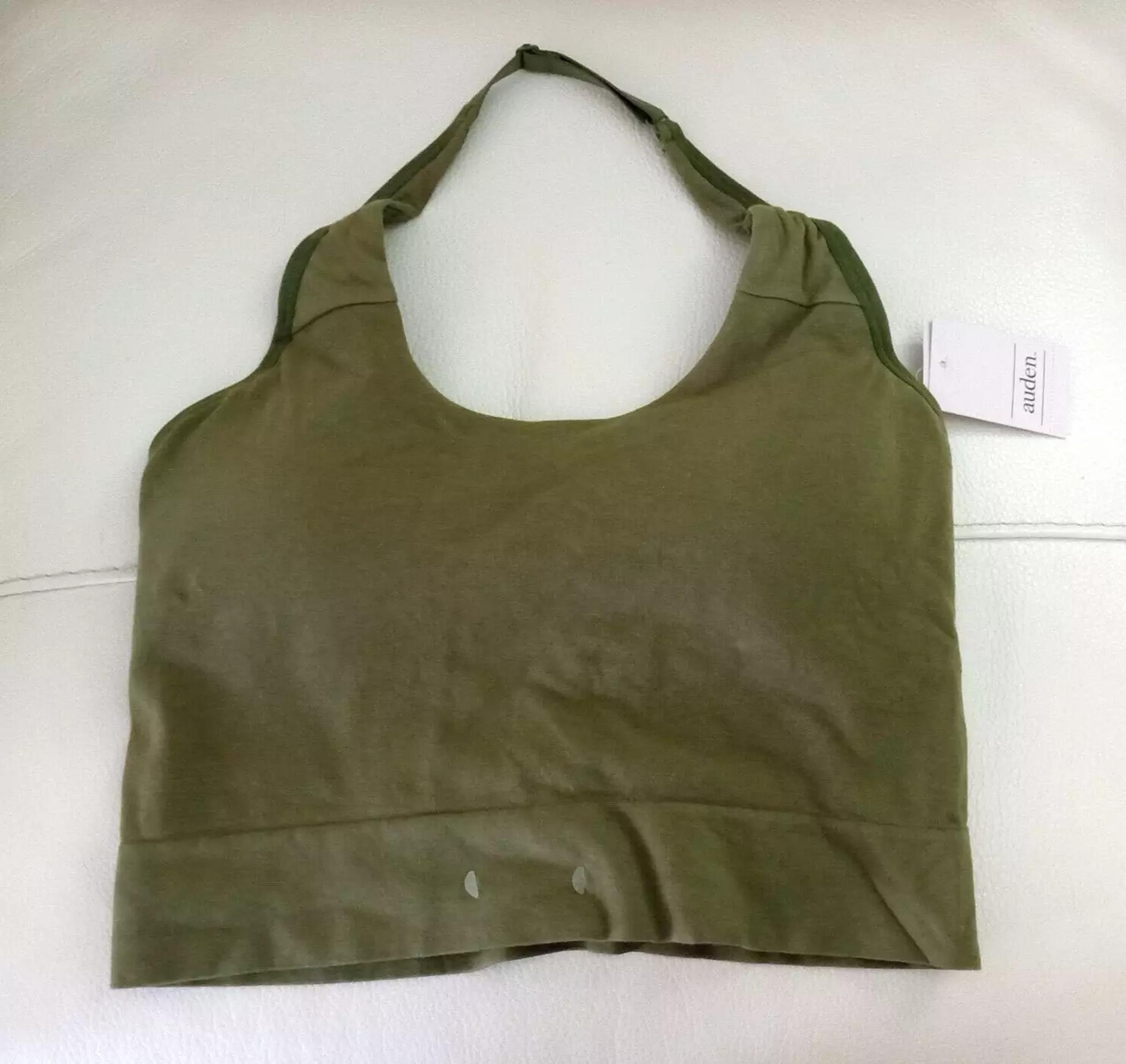 AUDEN Women's Halter Bra w/Removable Pads & Adjustable Strap (Size L) Green -NEW