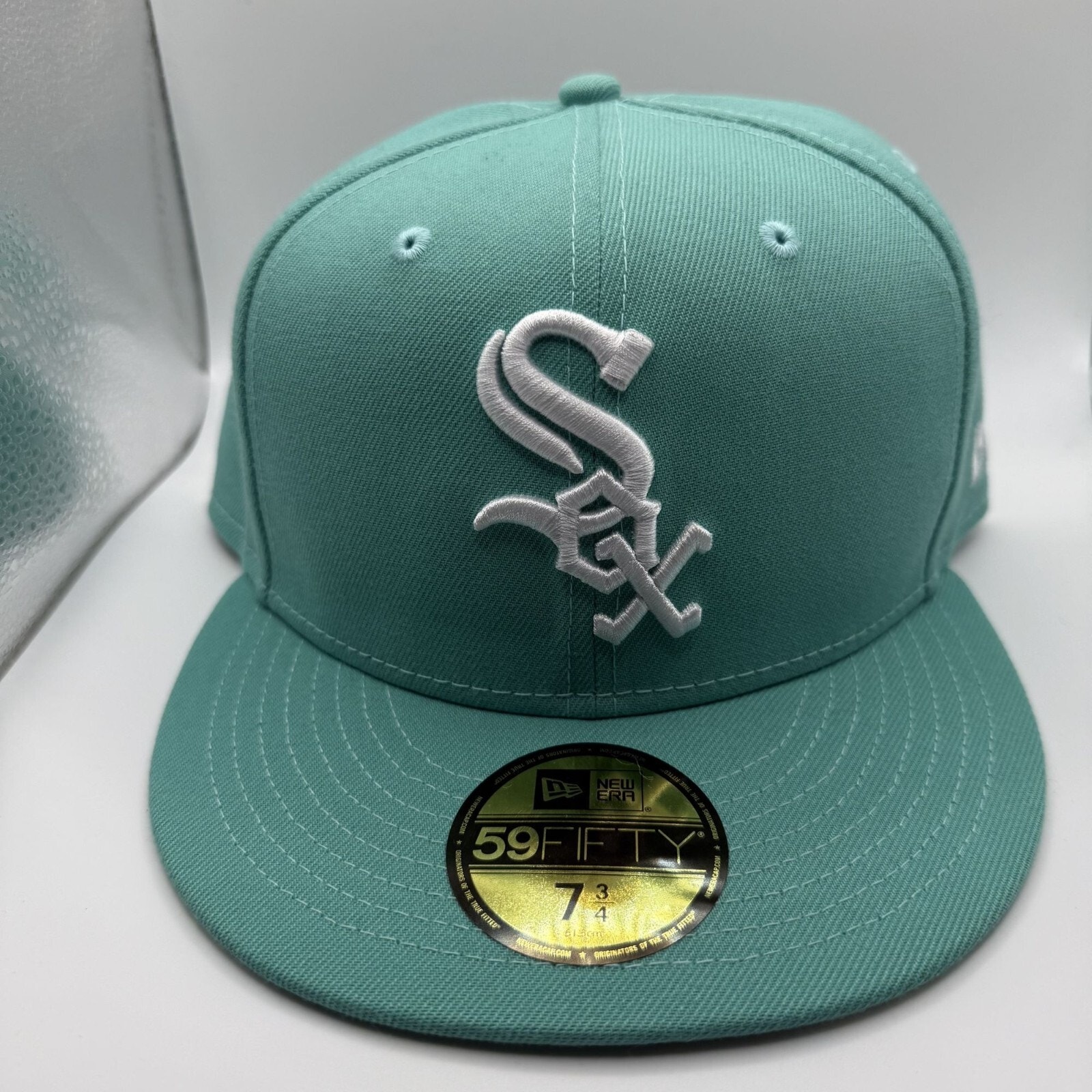 New Era 59Fifty Chicago White Sox Teal Spring Collection Fitted Hat Size 7 3/4