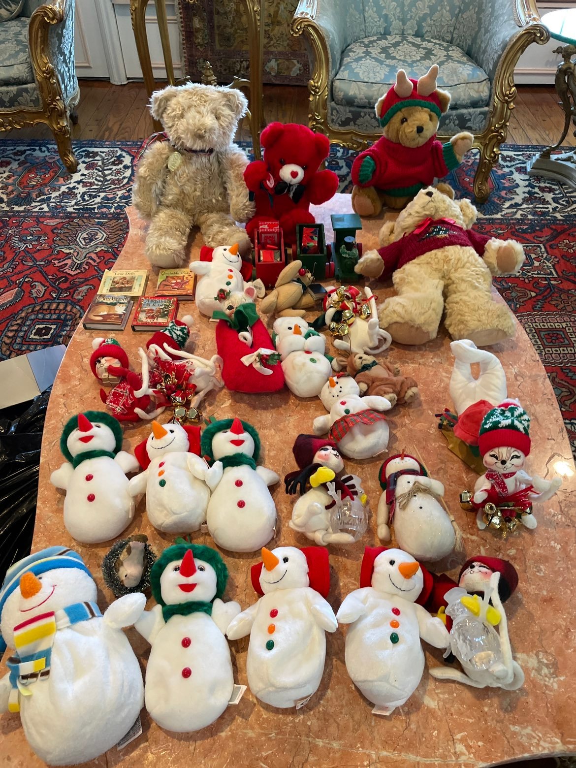 huge lot of Christmas beanie babies stuffed animals, Books and more