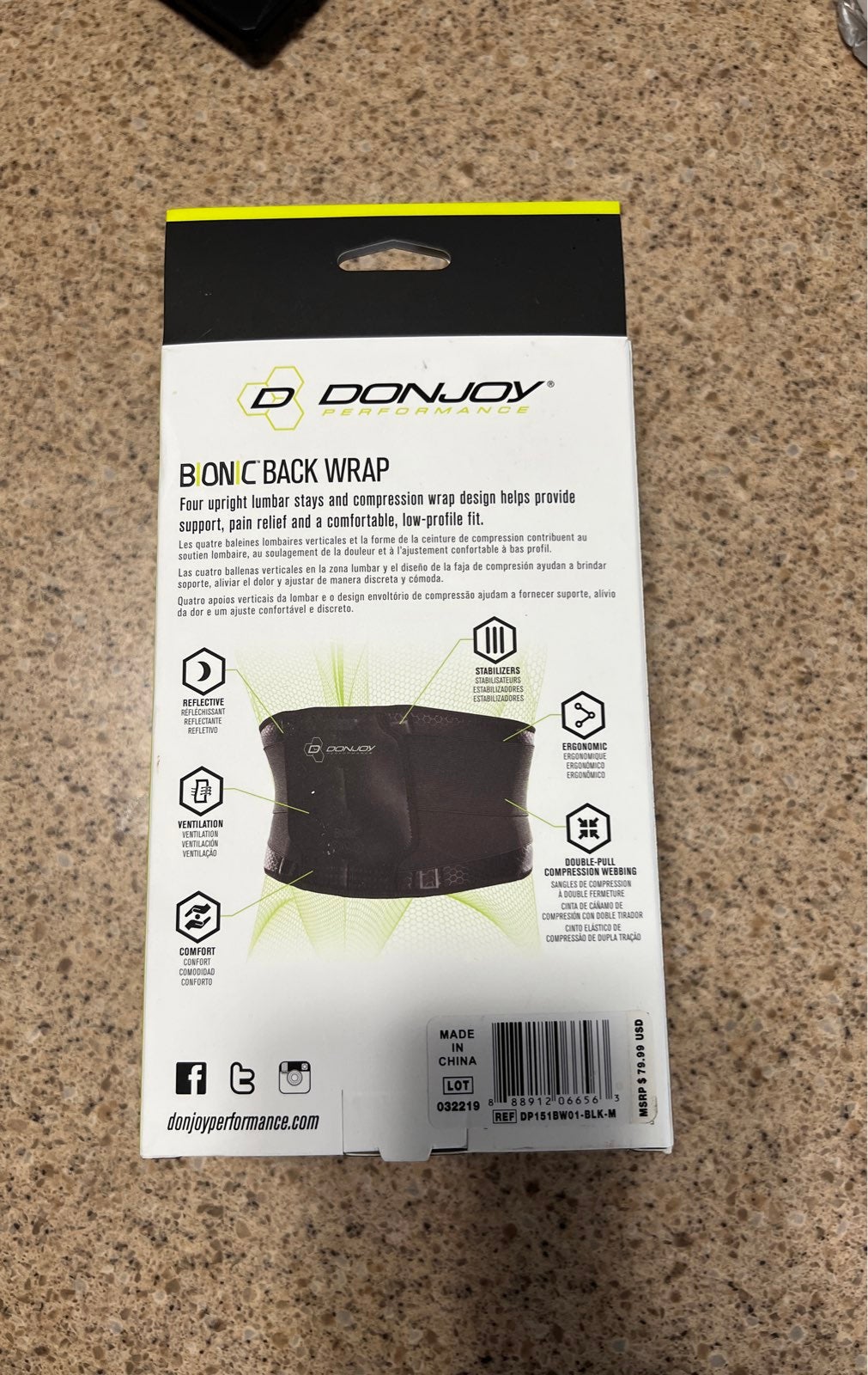 Donjoy performance SUPPRTIVE LOW COMPRESSIVE BACK WRAP