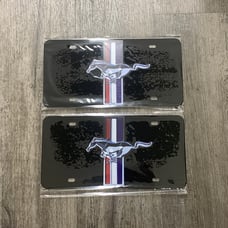 Mustang black Brand New Front Vanity Metal Plate Frame Holder (2 Pack)