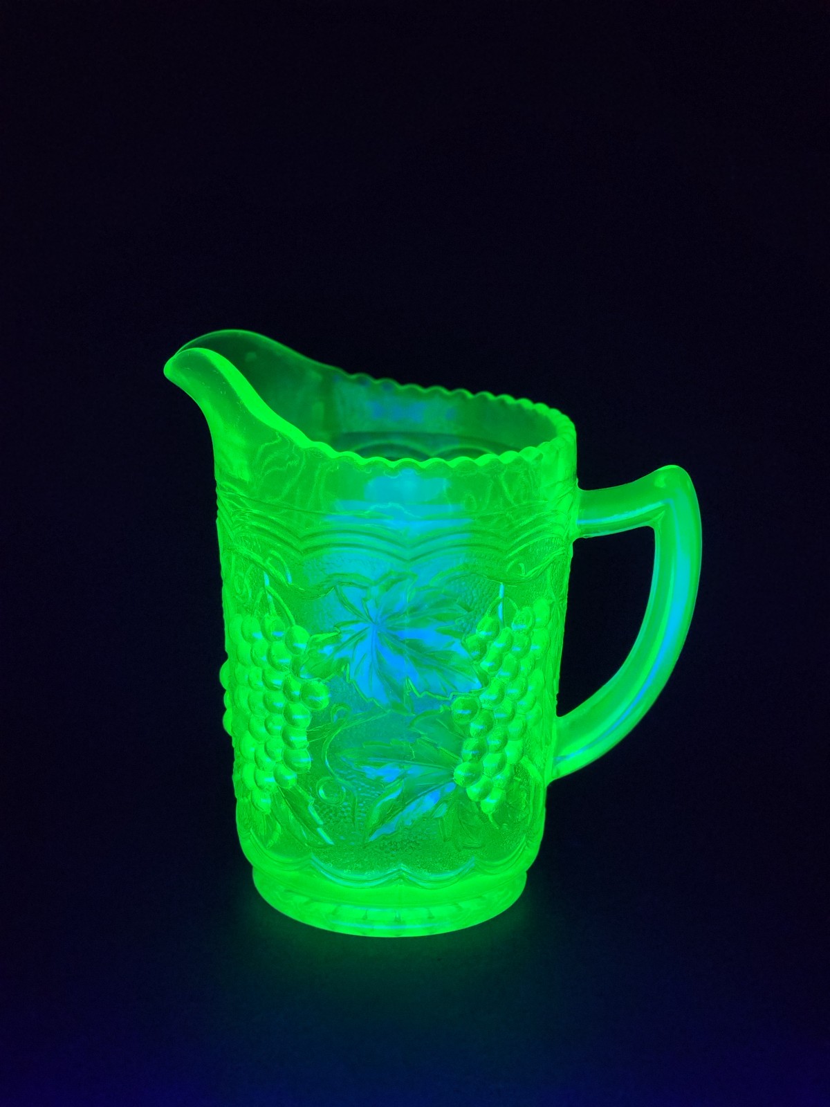 Vintage Imperial Glass Green Uranium Pitcher - 6½” tall