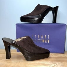 Stuart Weitzman, Outback Cola Suede Heels Mule Style Pumps, Women’s 7.5 8W69723
