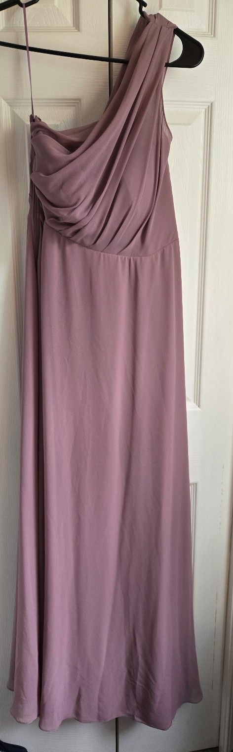 Birds Grey Dress Kira Dark Mauve Dress one shoulder size small