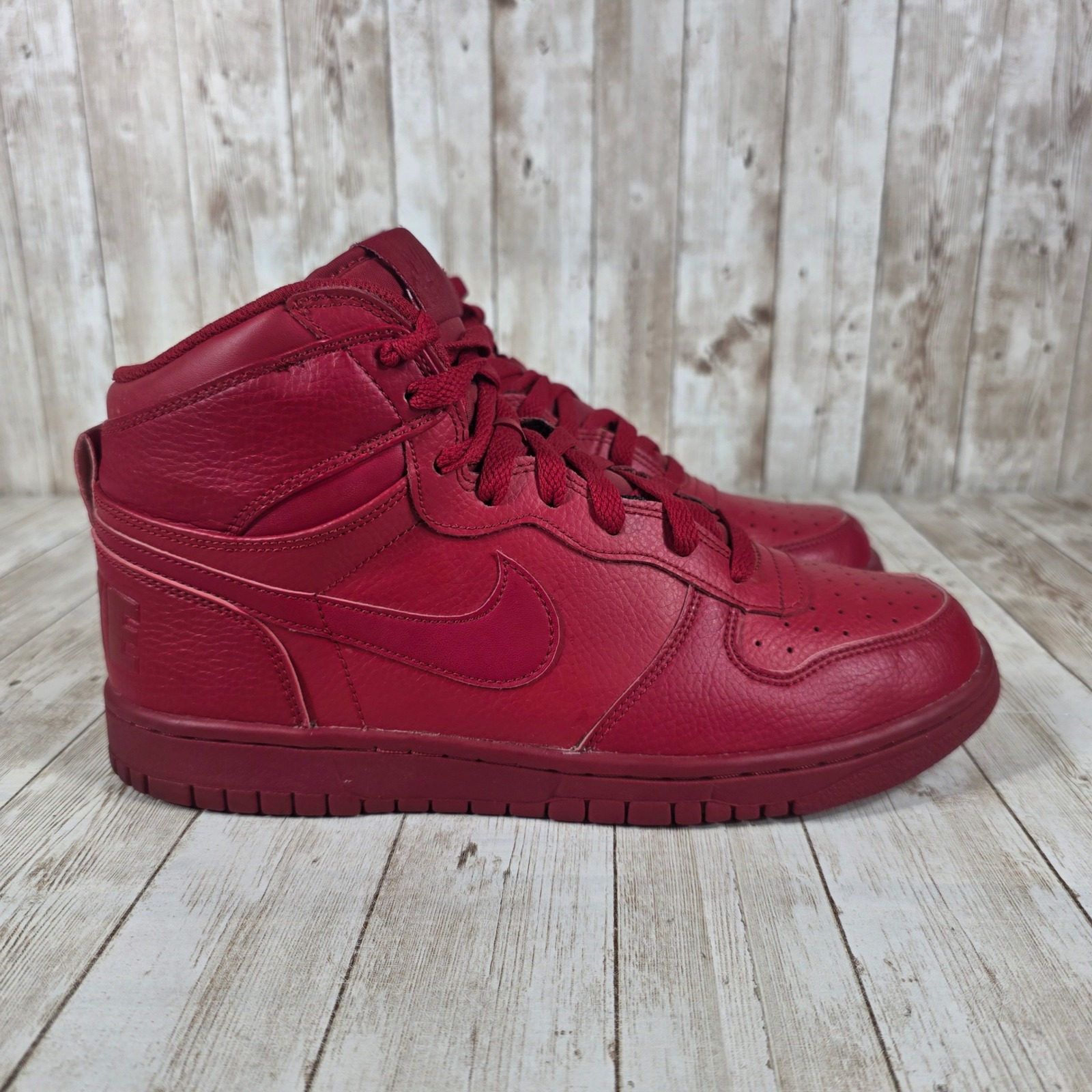 Nike High Top Sneakers Fashion Athletic Shoes Red Leather Mens Size 8