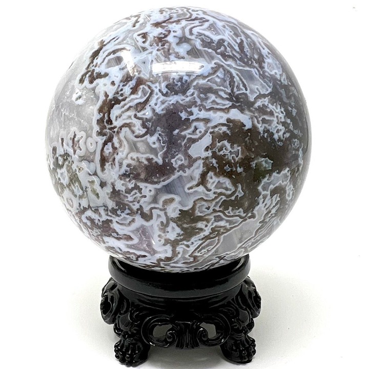 HUGE RARE purple Moss Agate Druzy Sphere Carving Natural Stone Crystal