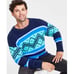 Holiday Lane Mens Medium Fair Isle Crewneck Long-Sleeve Sweater in Blue 59 015