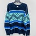 Holiday Lane Mens Medium Fair Isle Crewneck Long-Sleeve Sweater in Blue 59 015