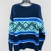 Holiday Lane Mens Medium Fair Isle Crewneck Long-Sleeve Sweater in Blue 59 015