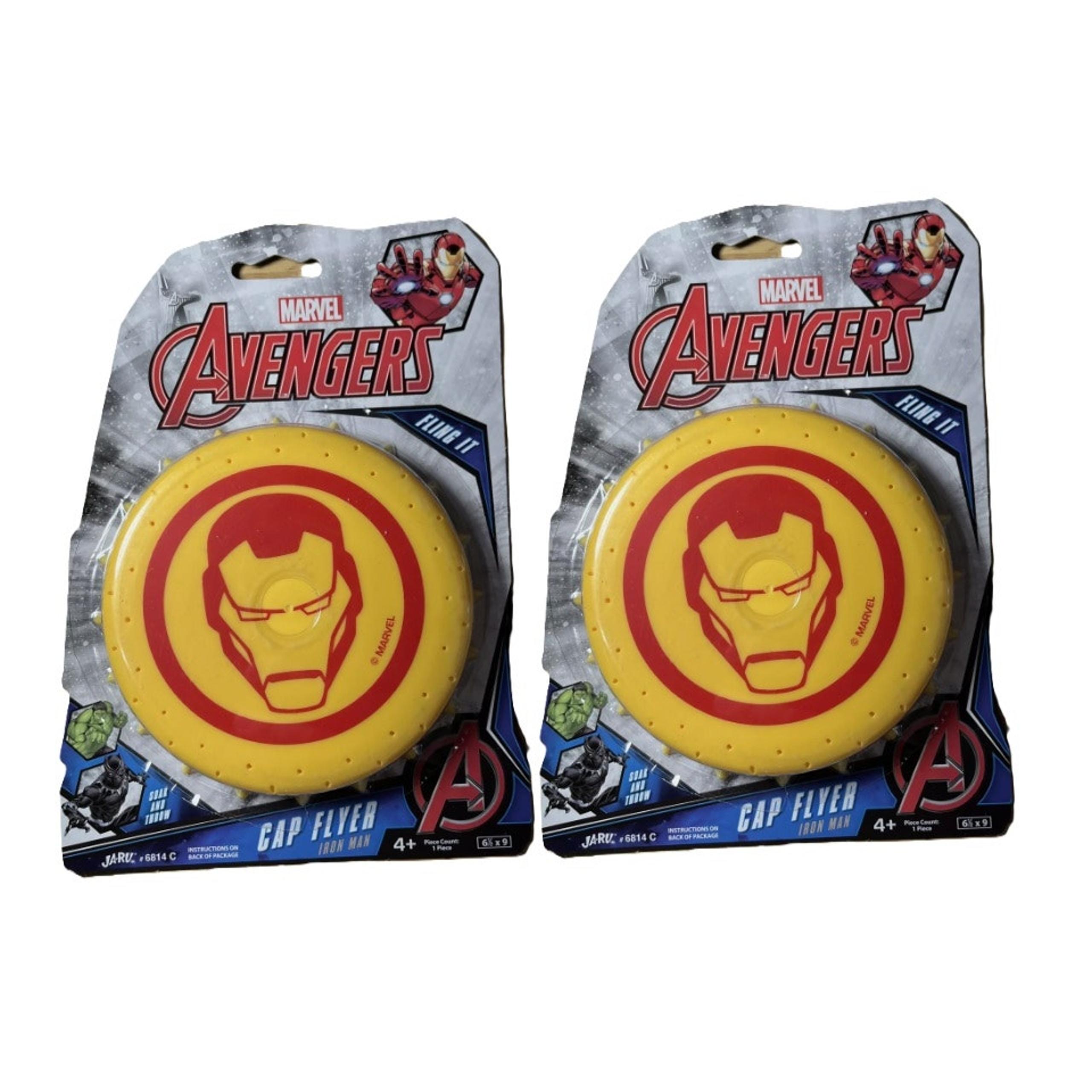 New 2 Pack Iron Man Cap Flyer Marvel Avengers Soak & Throw Water Frisbee JA-RU