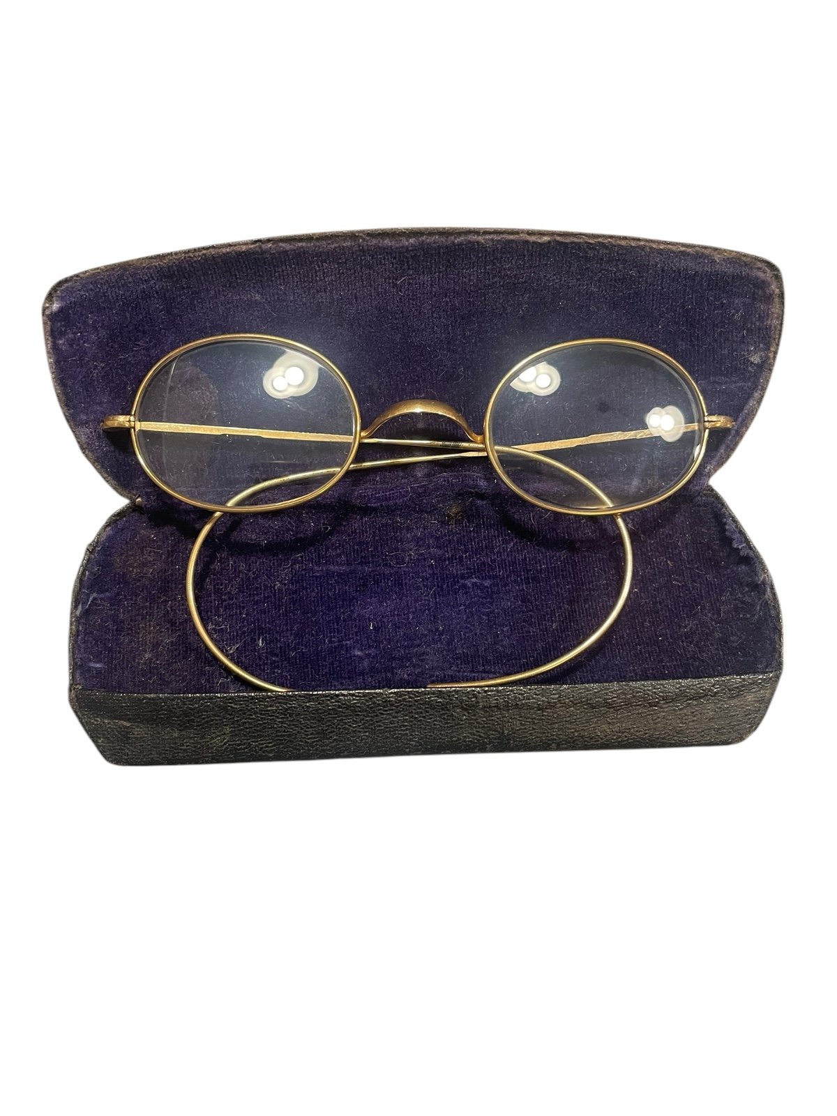 Vintage 1900s Dr. Jas A. Bach Milwaukee WI Spectacles W/Case. 10K gold Bridge