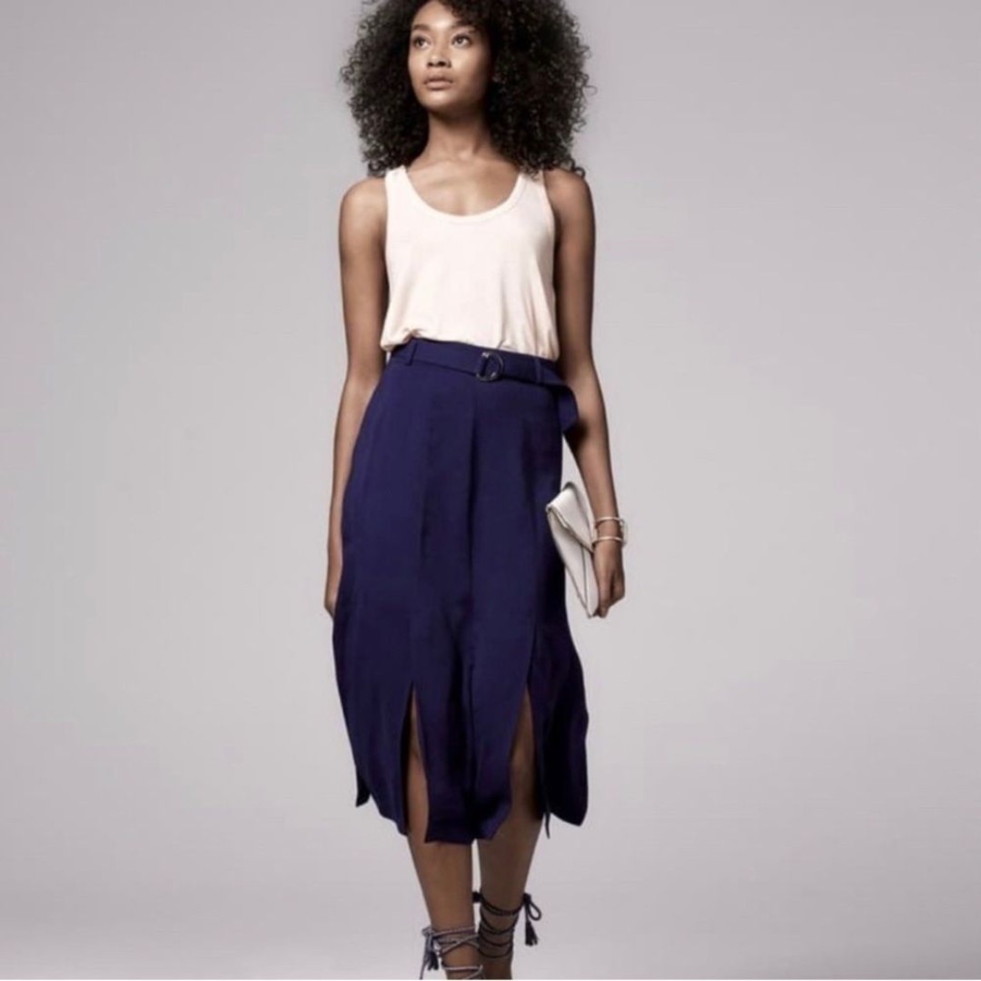 Woman’s Navy Blue Long ,Slits Fitted Trouvé Skirt - Sz S