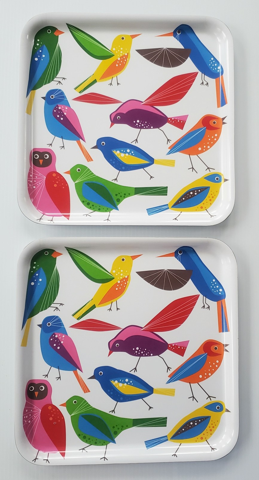 IKEA Barbar Bird Melamine Retro Plate Food Drink Serving Trays Set of 2