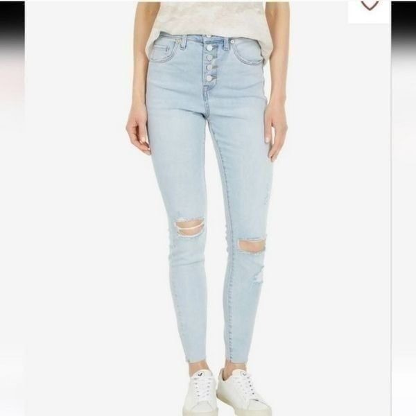 Blank NYC Great Jones Button Fly Distresses Light Denim Skinny 30